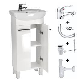 Szafka łazienkowa Biała z umywalką 40 50 lub 60  baterią, korkiem i syfonem