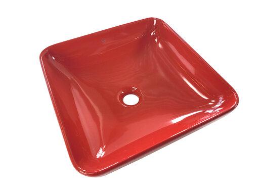 Umywalka nablatowa GRISA 40 kwadratowa czerwona